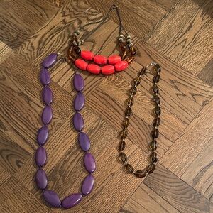 Vibrant Beaded Necklace Set in Purple, Red, and Brown